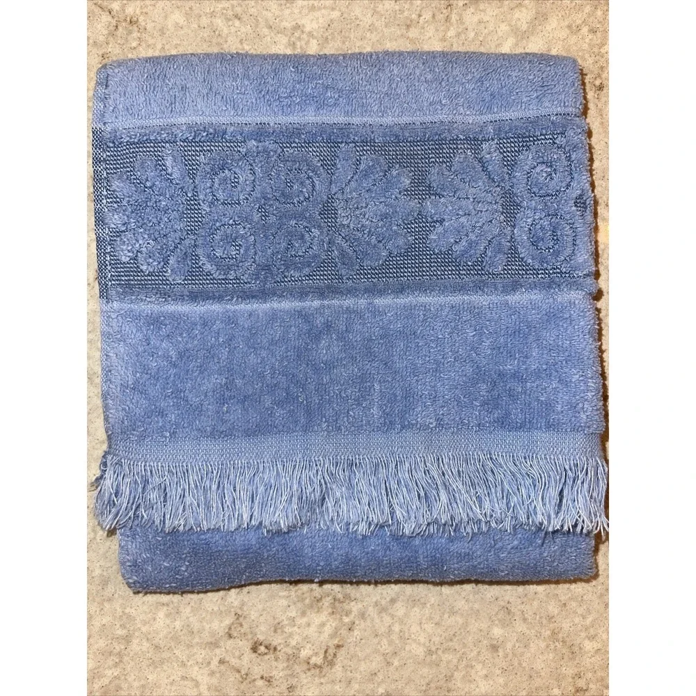 Vintage Cannon Monticello Hand Towels Santa Cruz Sculpted Blue